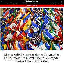 El mercado de transacciones de Amrica Latina moviliza un 29% menos de capital hasta el tercer trimestre